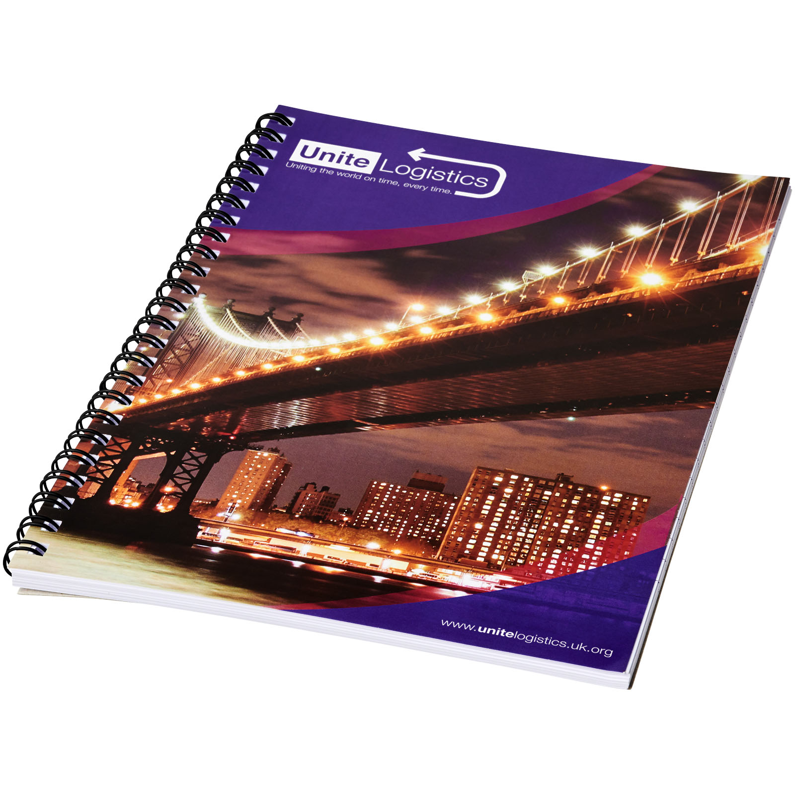 Carnet de notes à spirales A4 Desk-Mate® avec couverture arrière imprimée