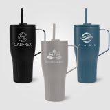 Vue 6 de Gobelet Majesty en acier inoxydable recyclé avec paille - 890 ml