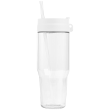 Vue 2 de Gobelet Polar en verre recyclé à deux tons avec paille - 1 L