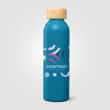 Vue 24 de Gourde Eden en acier inoxydable recyclé avec couvercle en bambou – 590 ml