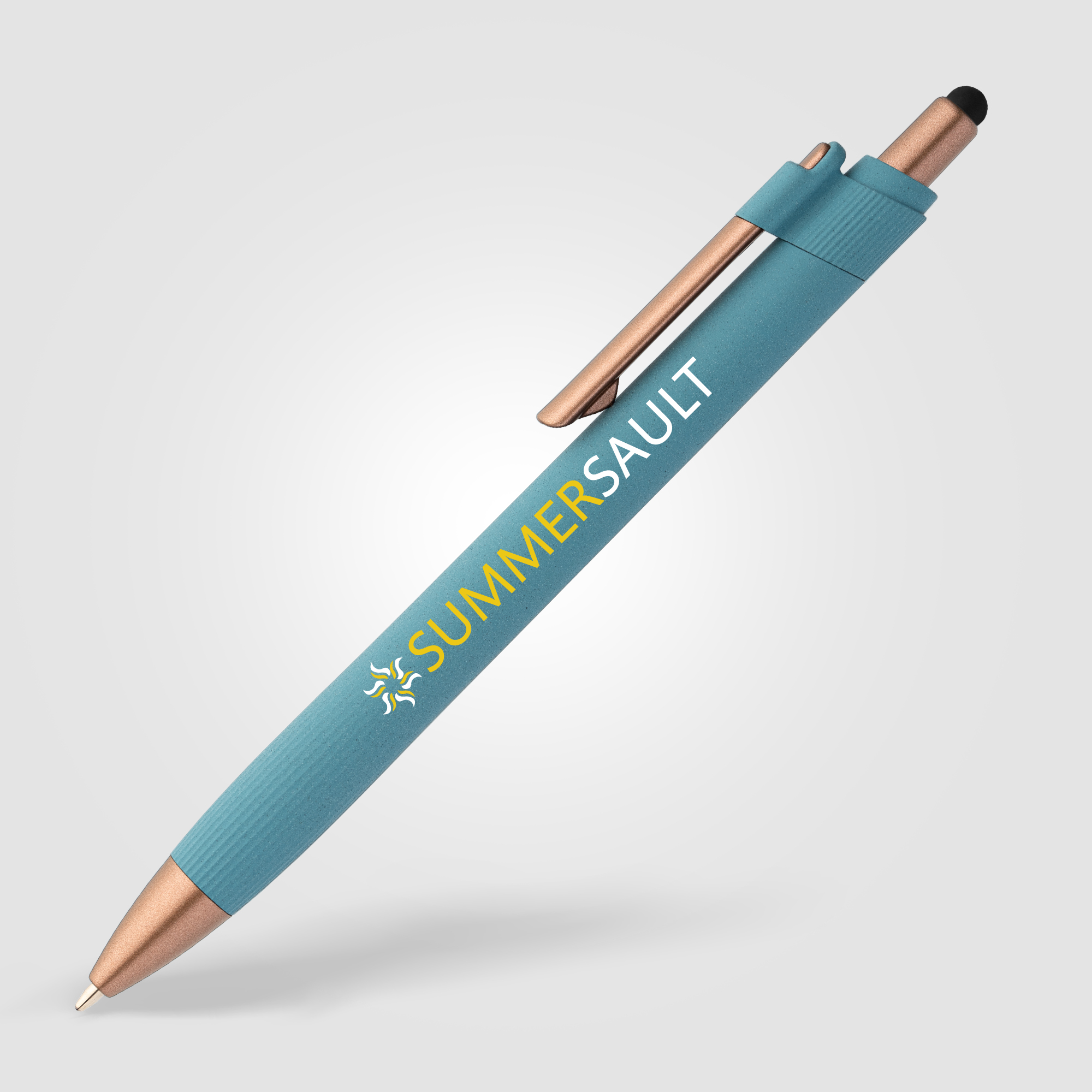 Stylo bille stylet York, plastique recyclé, finition bronze