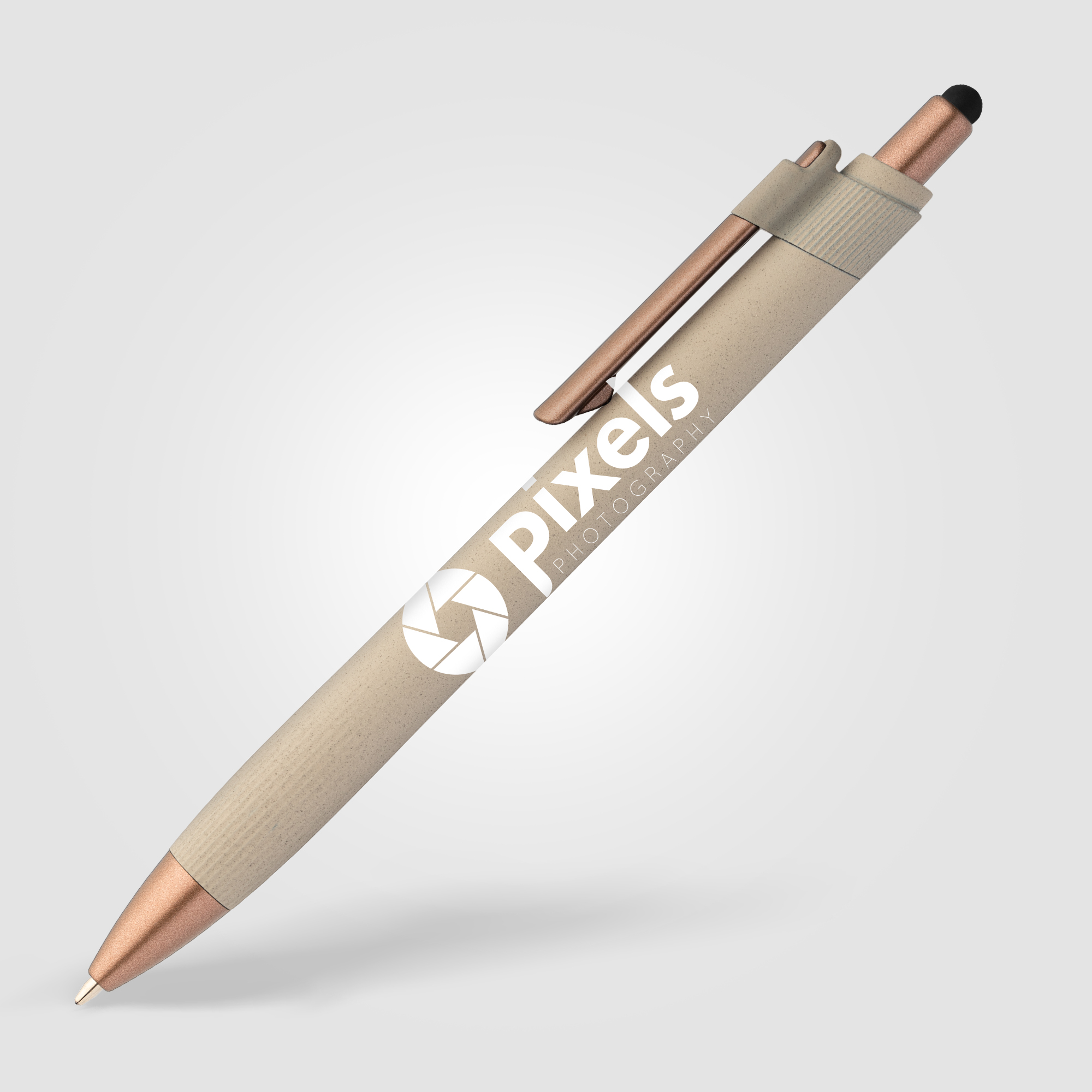 Stylo bille stylet York, plastique recyclé, finition bronze