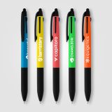 Vue 6 de Stylo multi-encre 3-en-1 Malta Essentials en plastique recyclé avec stylet et grip néon