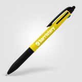 Vue 2 de Stylo multi-encre 3-en-1 Malta Essentials en plastique recyclé avec stylet et grip néon