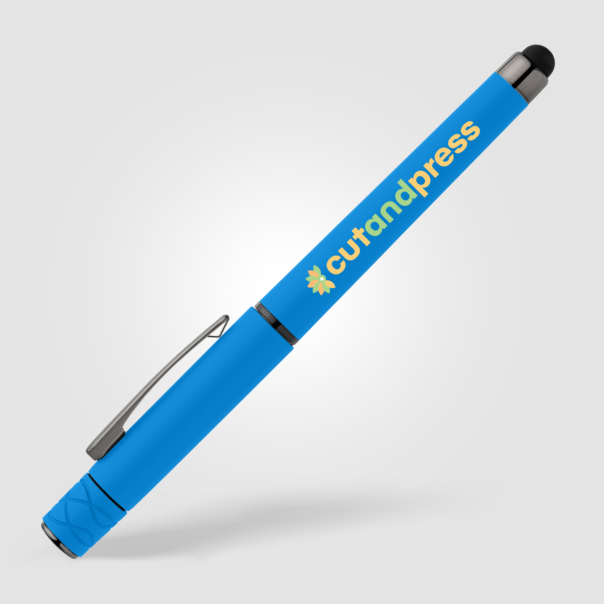 Stylo Tavi en plastique recyclé avec stylet et fidget spinner à encre gel