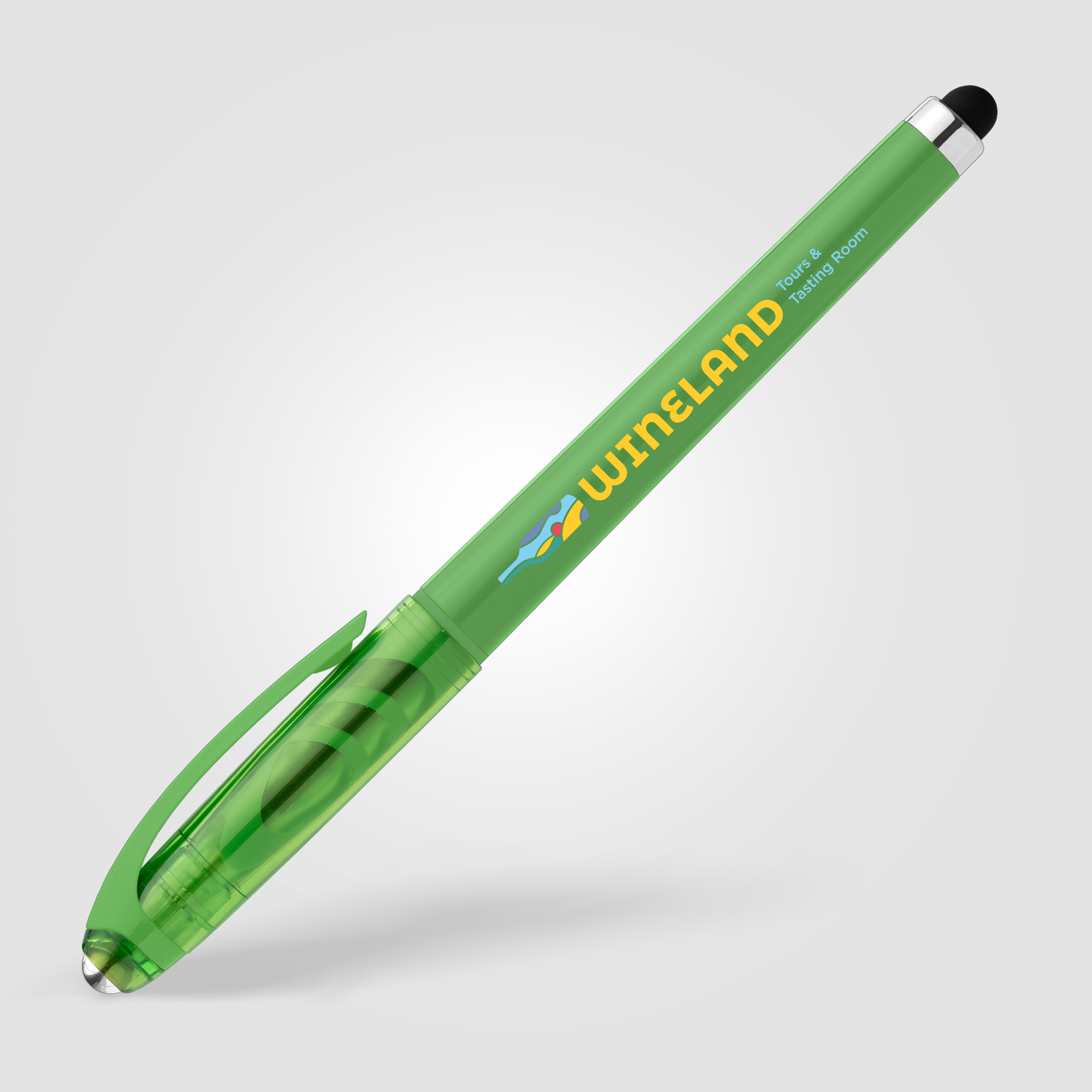 Stylo Prism en plastique recyclé avec stylet, boule anti-stress et encre gel