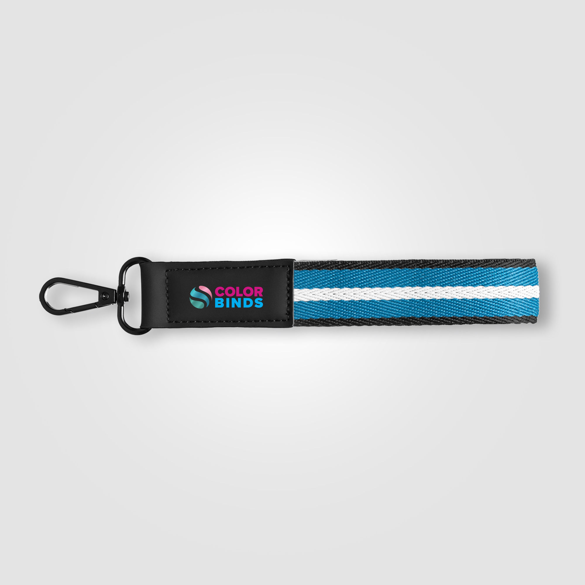Porte-clés Newport en rPET tissé motif chevron avec mousqueton à pression – 19 × 2,5 cm