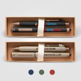Vue 3 de Coffret cadeau stylo York, plastique recyclé, finition bronze