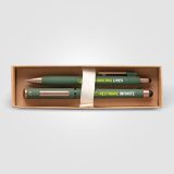 Vue 1 de Coffret cadeau stylo York, plastique recyclé, finition bronze