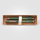 Vue 1 de Coffret cadeau stylo York, plastique recyclé, finition bronze, boîte décorée - marquée