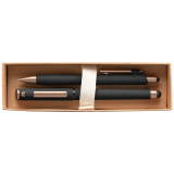 Vue 6 de Coffret cadeau stylo York, plastique recyclé, finition bronze, boîte décorée - marquée