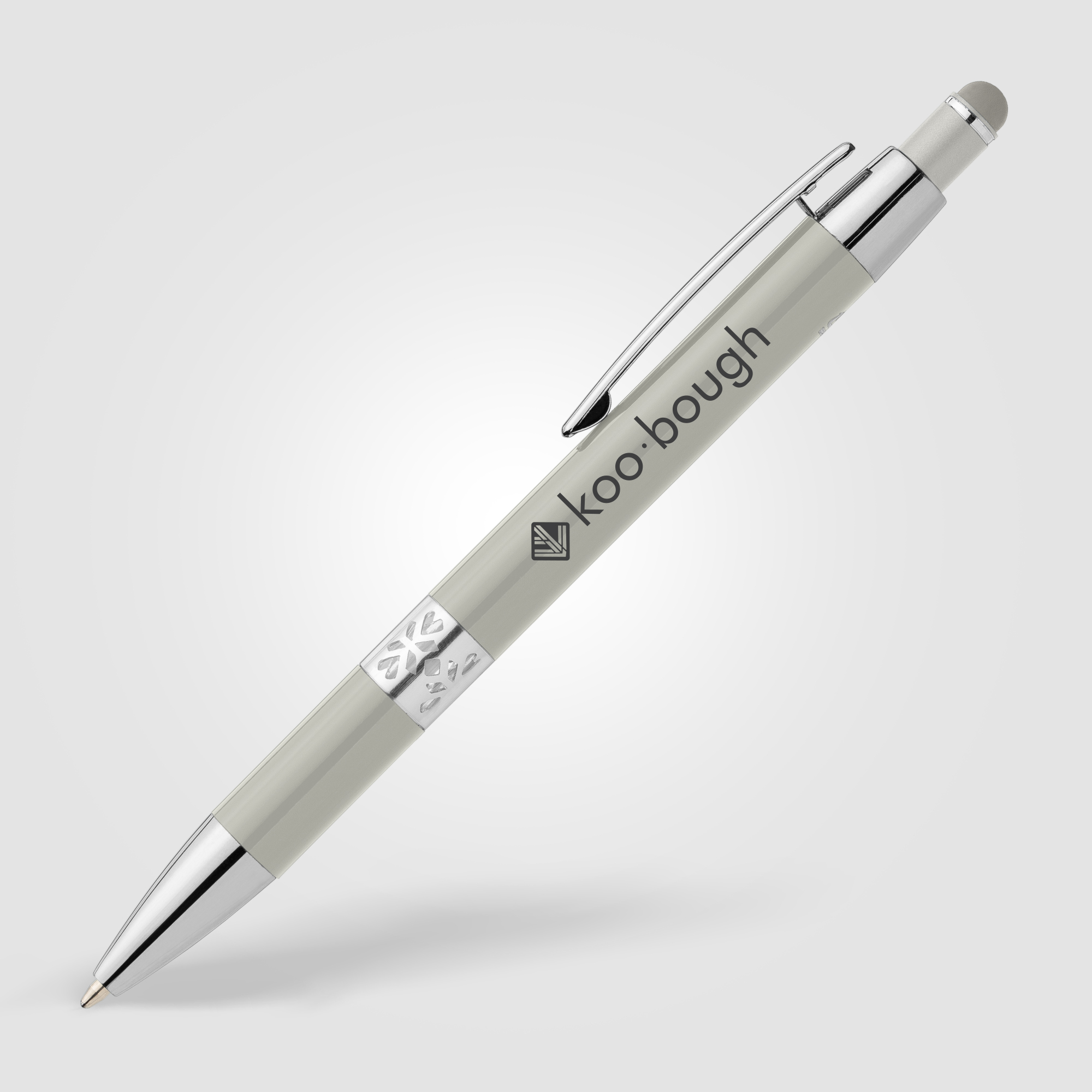 Stylo Adorn en aluminium recyclé avec finition chromée et stylet