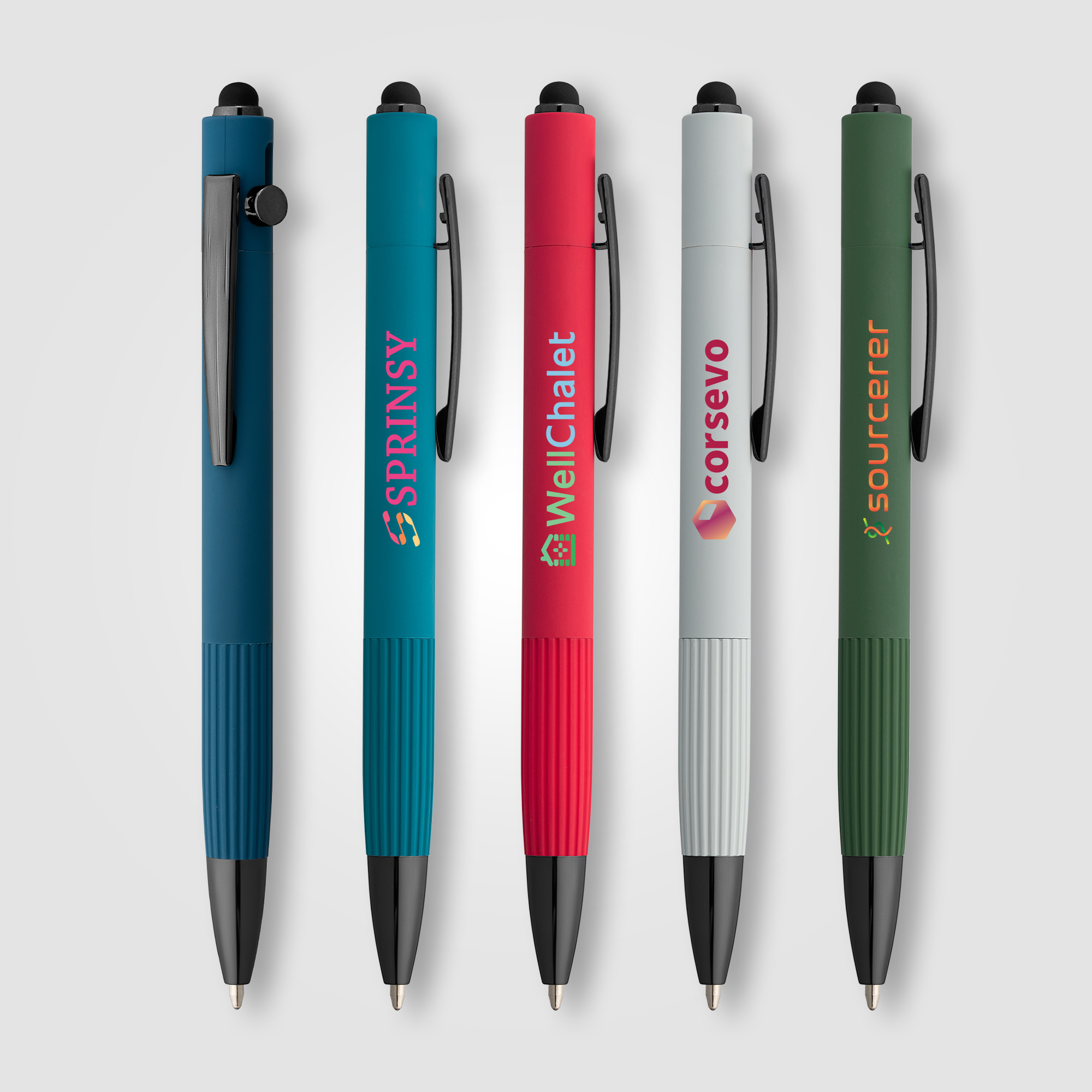 Stylo à bille Saga, aluminium recyclé, mécanisme à bouton-poussoir et stylet