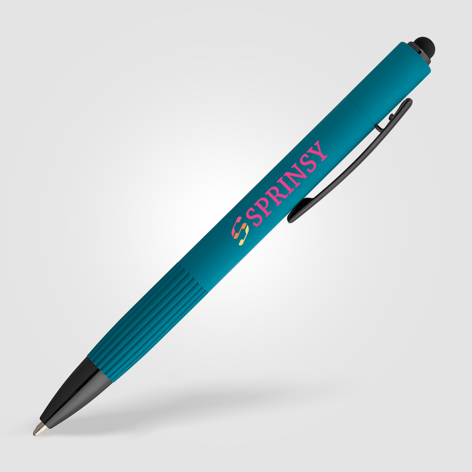 Stylo à bille Saga, aluminium recyclé, mécanisme à bouton-poussoir et stylet