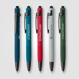 Vue 2 de Stylo à bille Saga, aluminium recyclé, mécanisme à bouton-poussoir et stylet