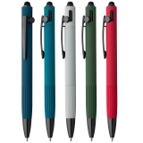 Vue 3 de Stylo à bille Saga, aluminium recyclé, mécanisme à bouton-poussoir et stylet