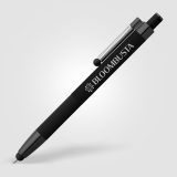 Vue 2 de Stylo Lisbon, aluminium recyclé, monochrome, stylet anti-stress
