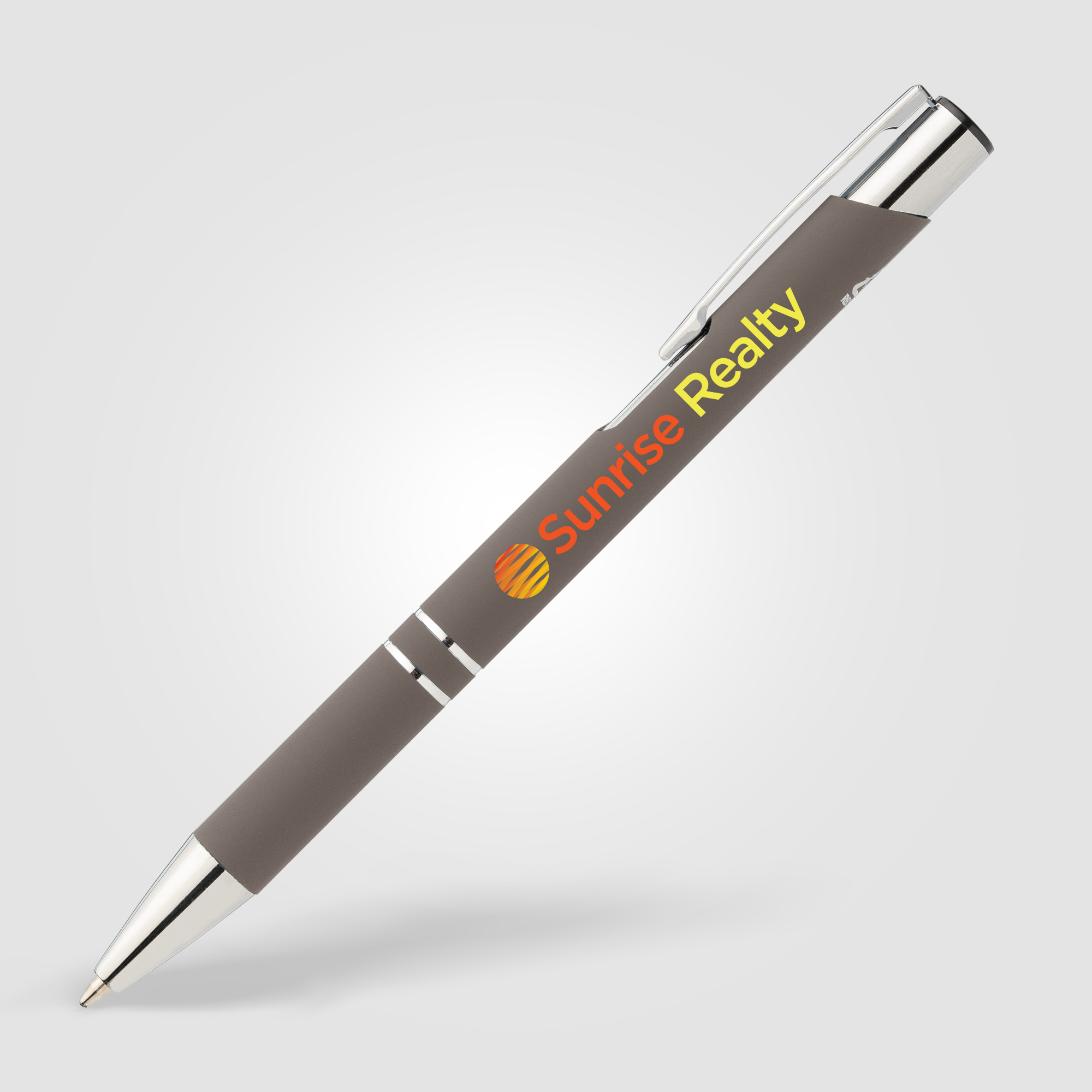 Stylo Crosby en aluminium recyclé avec finition soft-touch et détails chromés