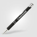 Vue 2 de Stylo Crosby en aluminium recyclé avec finition soft-touch et détails chromés