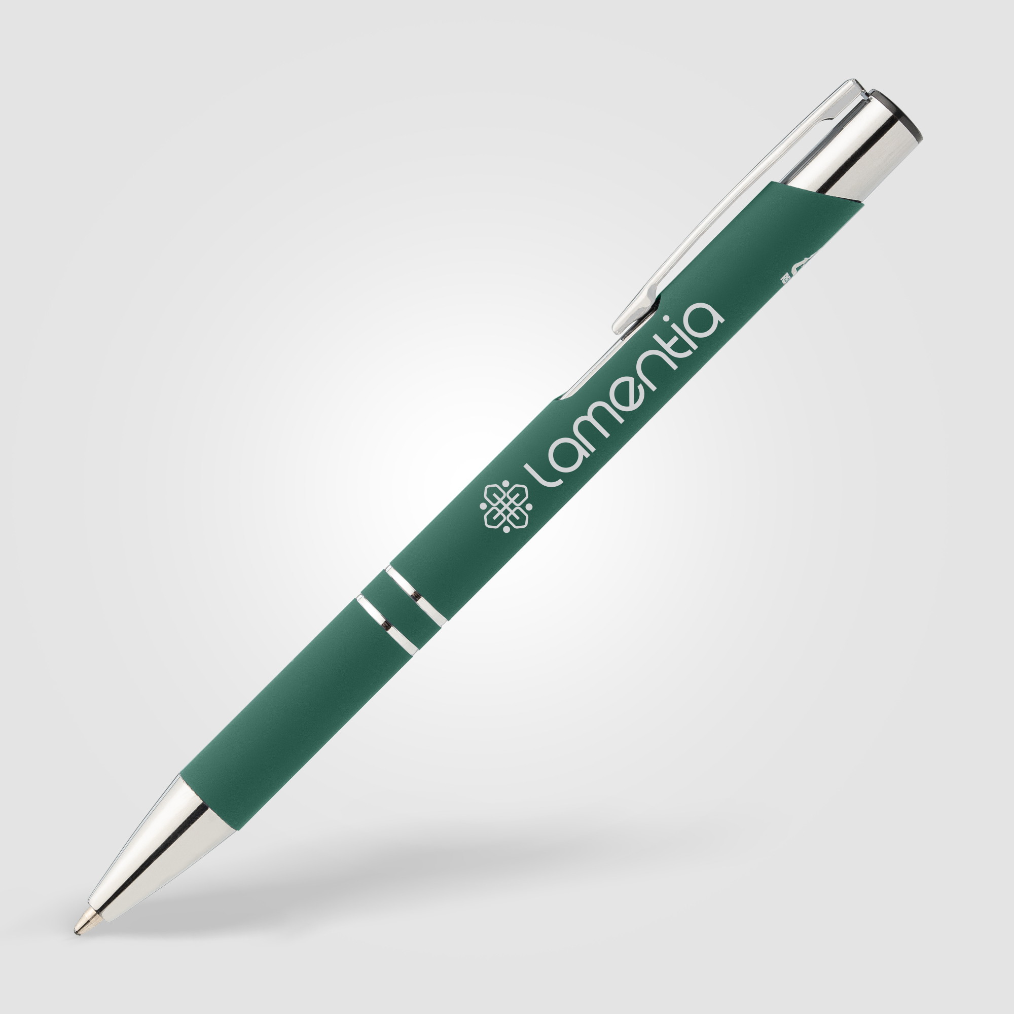 Stylo Crosby en aluminium recyclé avec finition soft-touch et détails chromés
