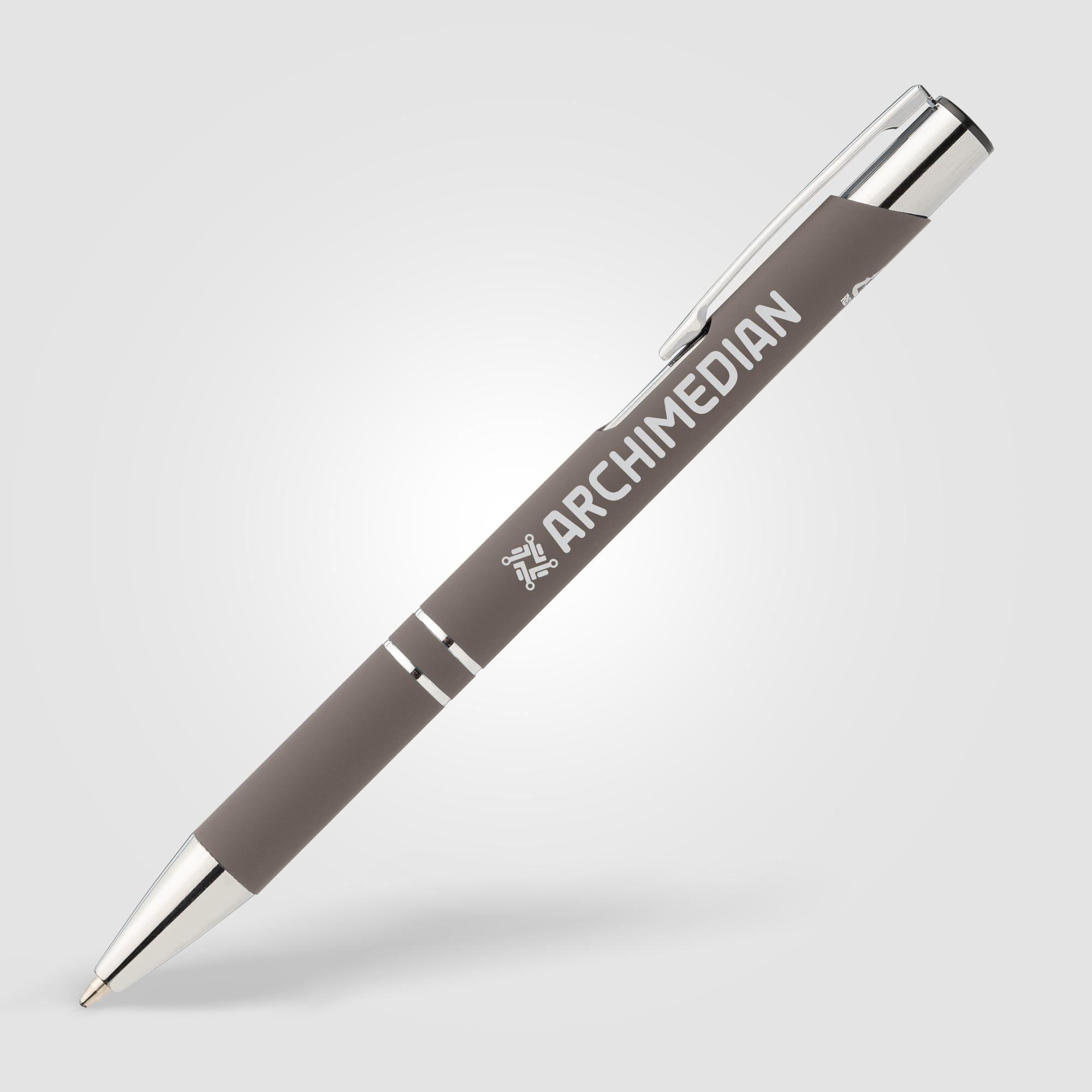 Stylo Crosby en aluminium recyclé avec finition soft-touch et détails chromés