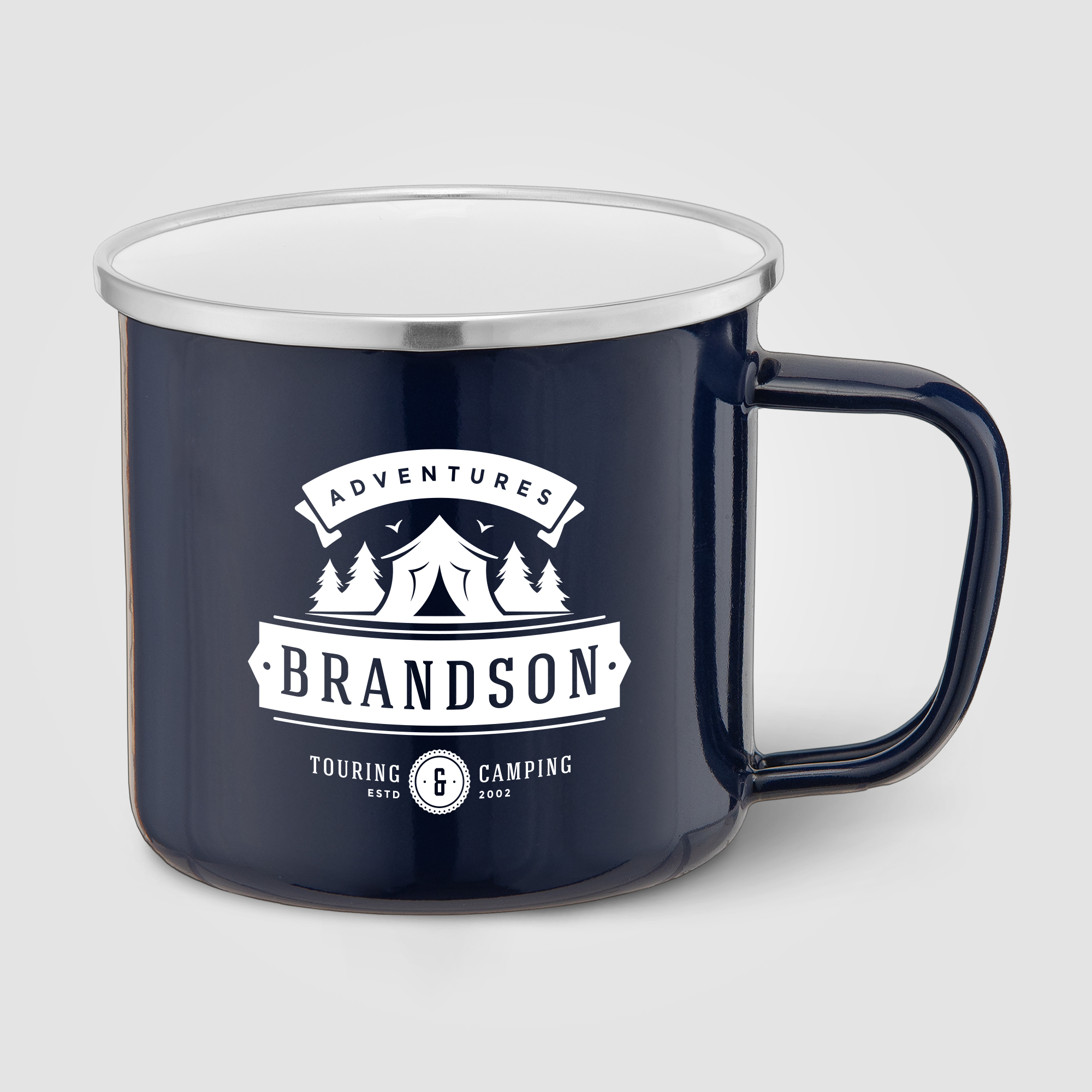 Wyoming - 385 ml Mug de camping émaillé avec bord en acier inoxydable