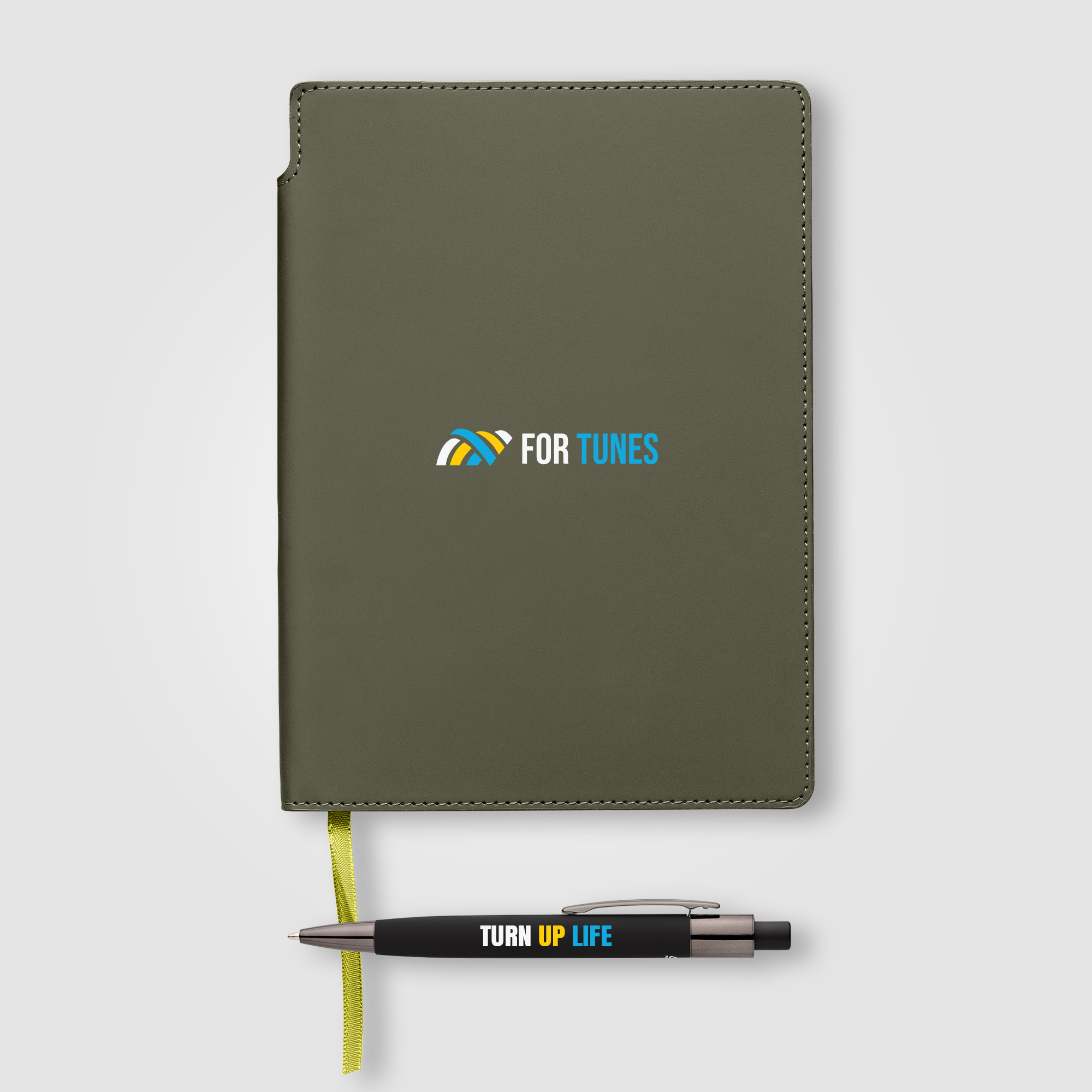 Set carnet et stylo Malmö en PU recyclé avec passant pour stylo – A5