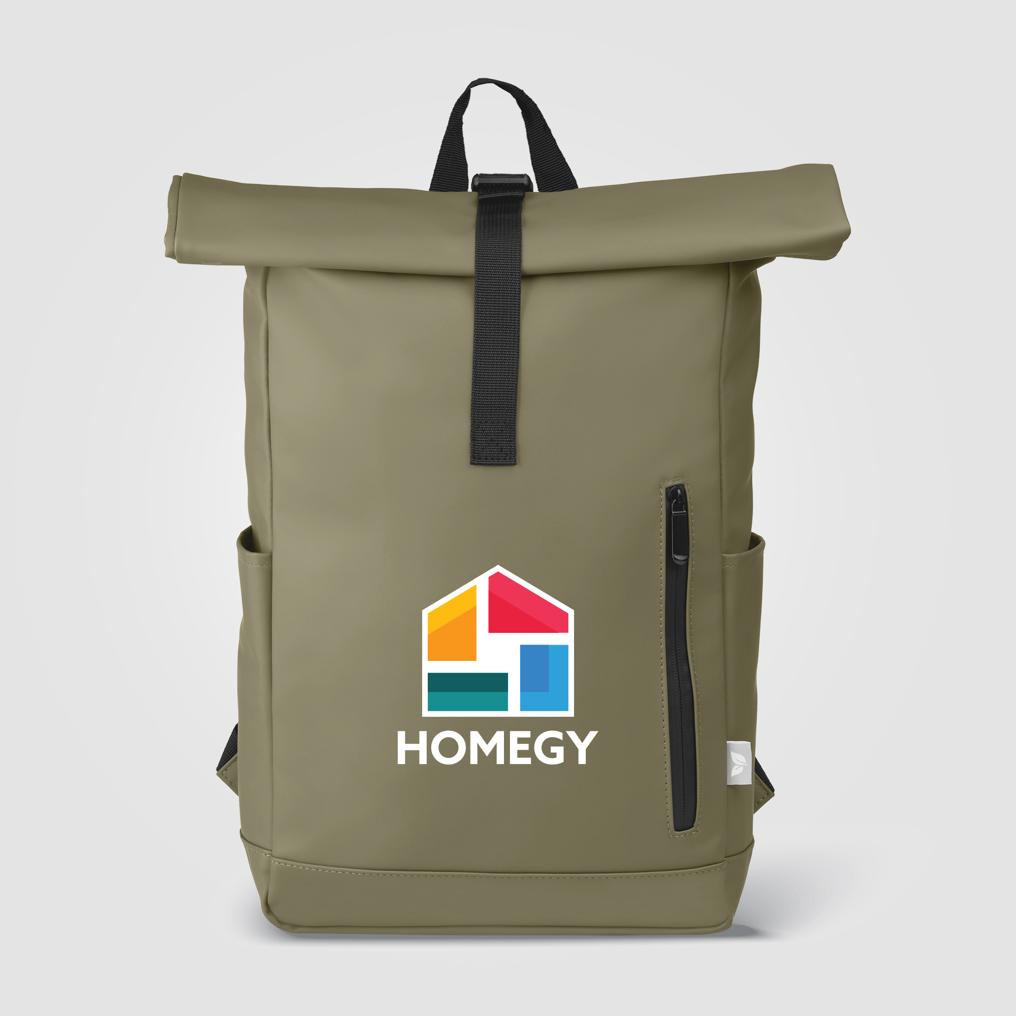 Sac à dos rolltop Malmö en PU recyclé résistant à l'eau avec fermeture à glissière pour ordinateur 1