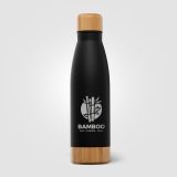 Vue 2 de Ibiza Bamboo - 650 ml Bouteille en acier inoxydable à double paroi