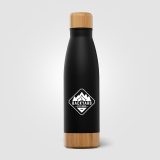 Vue 3 de Ibiza Bamboo - 650 ml Bouteille en acier inoxydable à double paroi