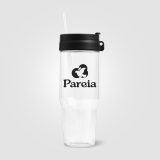 Vue 4 de Gobelet Polar en verre recyclé à deux tons avec paille - 1 L