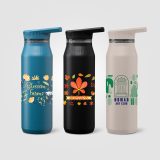 Vue 6 de Gourde Majesty en acier inoxydable recyclé avec double bouchon et poignée – 750 ml
