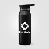 Vue 3 de Gourde Majesty en acier inoxydable recyclé avec double bouchon et poignée – 750 ml