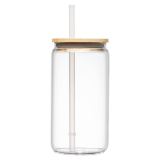 Vue 4 de Gobelet Cádiz en verre avec couvercle en bambou – 540 ml