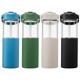 Vue 5 de Gourde Juno en verre avec housse en silicone et paille – 650 ml